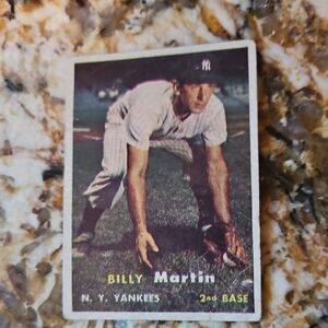 Topps 1957 Billy Martin Baseball Card. Cardly AI rating  of 4.